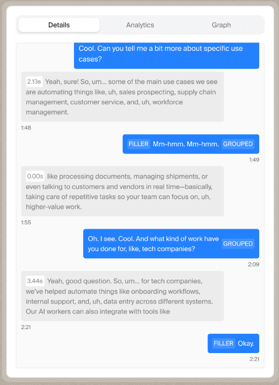 Conversation transcript showing an agent handling messages across channels